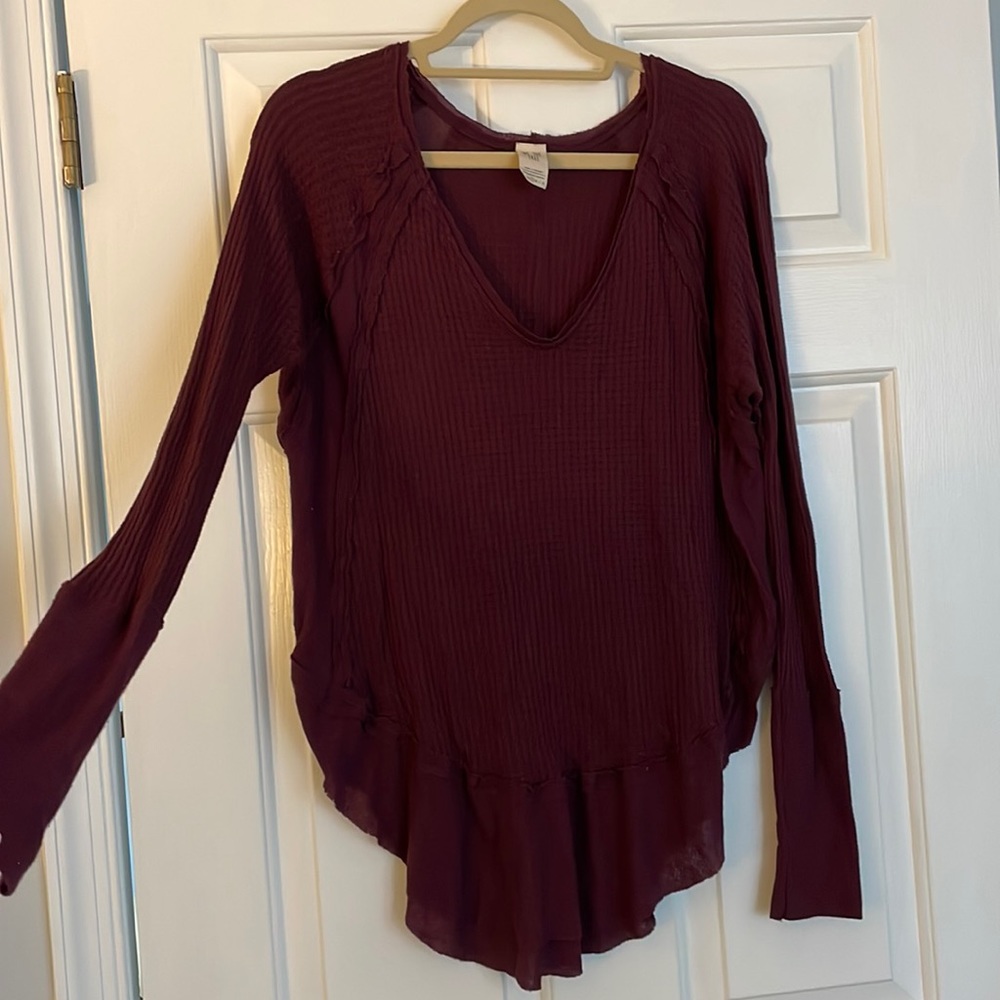 Free People Waffle Knit Top